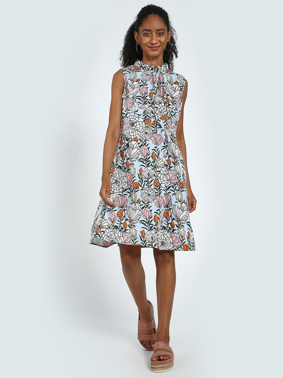 BLUE SAINT Floral Print Ruffled Midi Dress