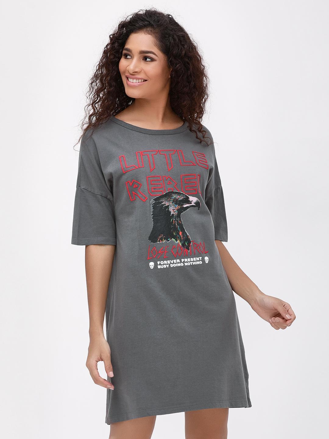 BLUE SAINT Emerald Printed Slogan Shift Dress