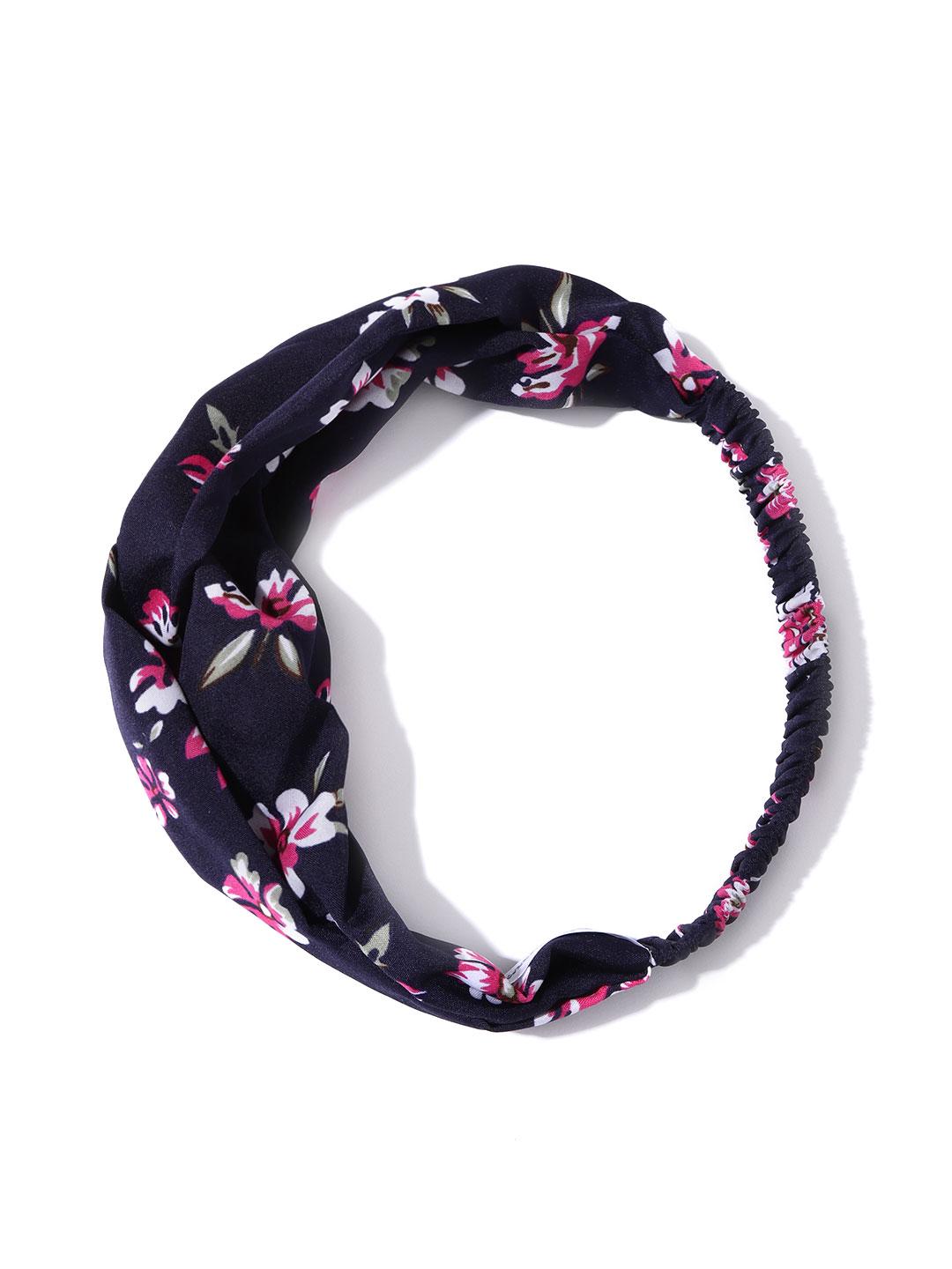 BLUEBERRY Floral Twisted Satin Headband
